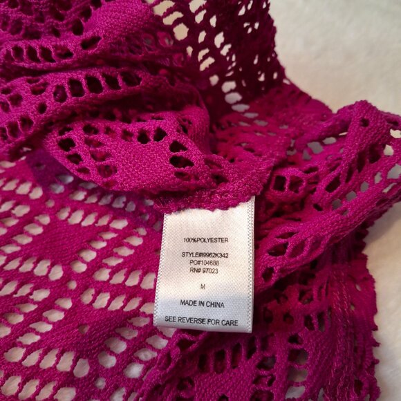 Miken Swim Crochet Cover Up Sz M Mini Dress Racerback Boho Beach Colorful - Picture 9 of 14